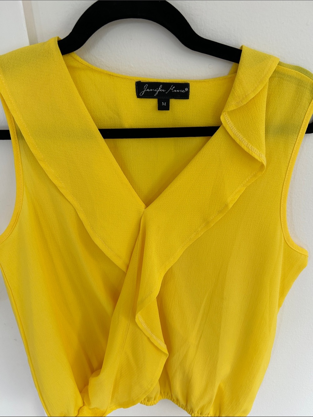 Jennifer Moore Bright Yellow V-Neck Sleeveless Blouse